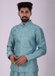 Nehru Jacket Set In Sea Green Color